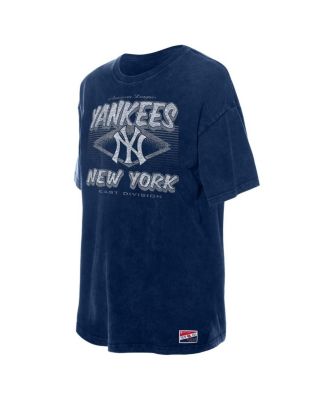 Women's Navy New York Yankees Mineral Wash Oversized T-Shirt