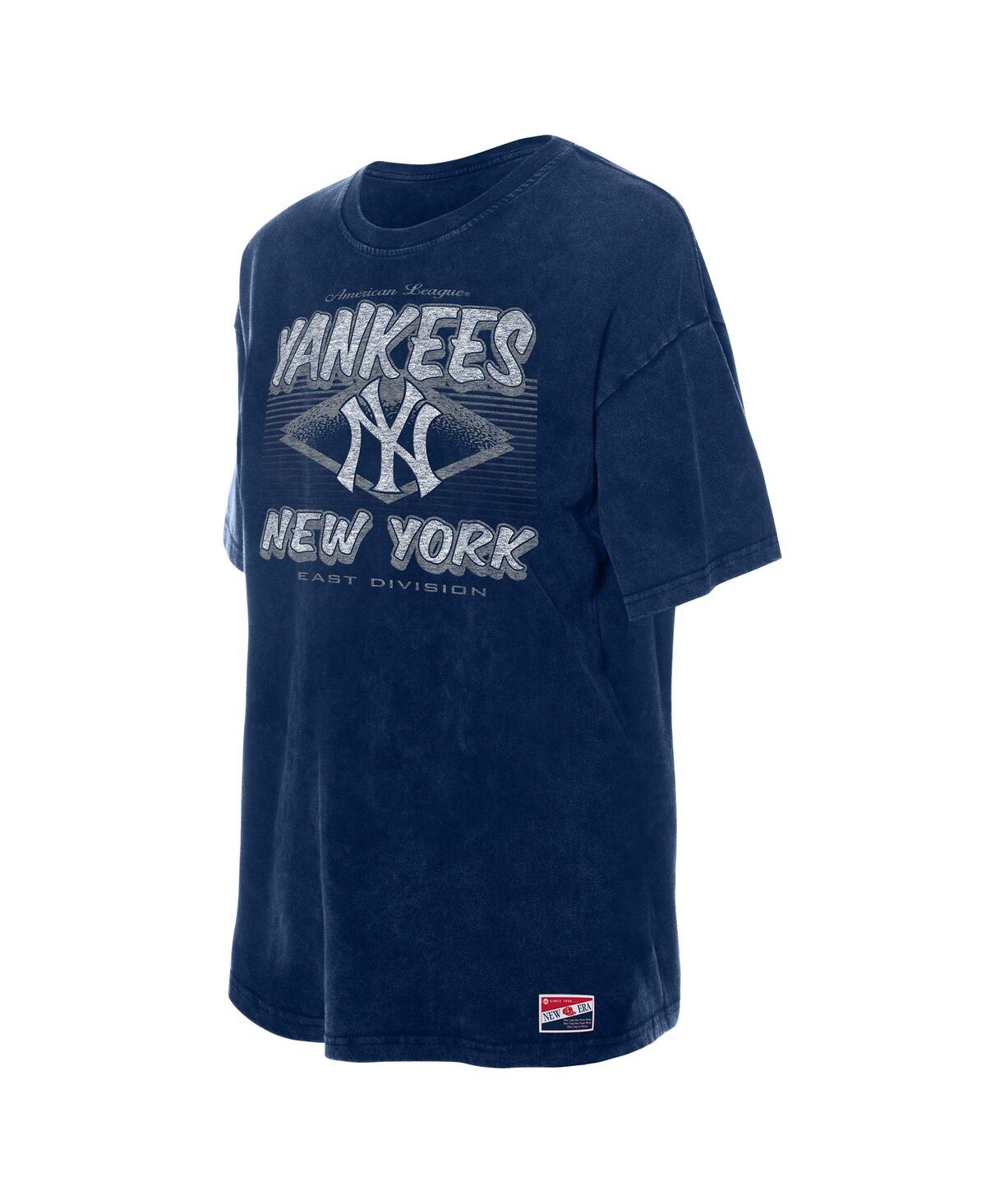 New Era Women's Navy New York Yankees Mineral Wash Oversized T-shirt In Blue