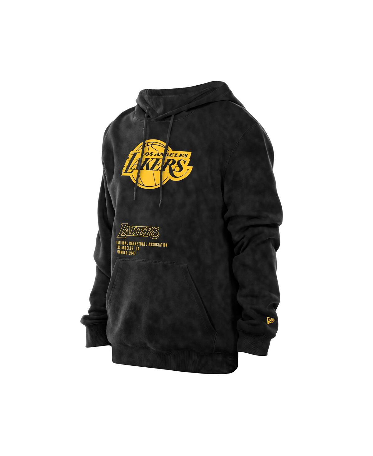 New Era Men's Black Los Angeles Lakers Sport Night Mineral Wash Pullover Hoodie In Black