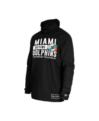 Men's Black Miami Dolphins Functional Fandom Balaclava Helmet Stripe Tri-Blend Hoodie