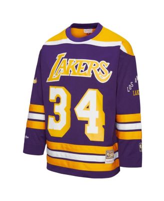 Men's and Women's Shaquille O'Neal Purple Los Angeles Lakers Maxed Out Fashion Hockey Jersey