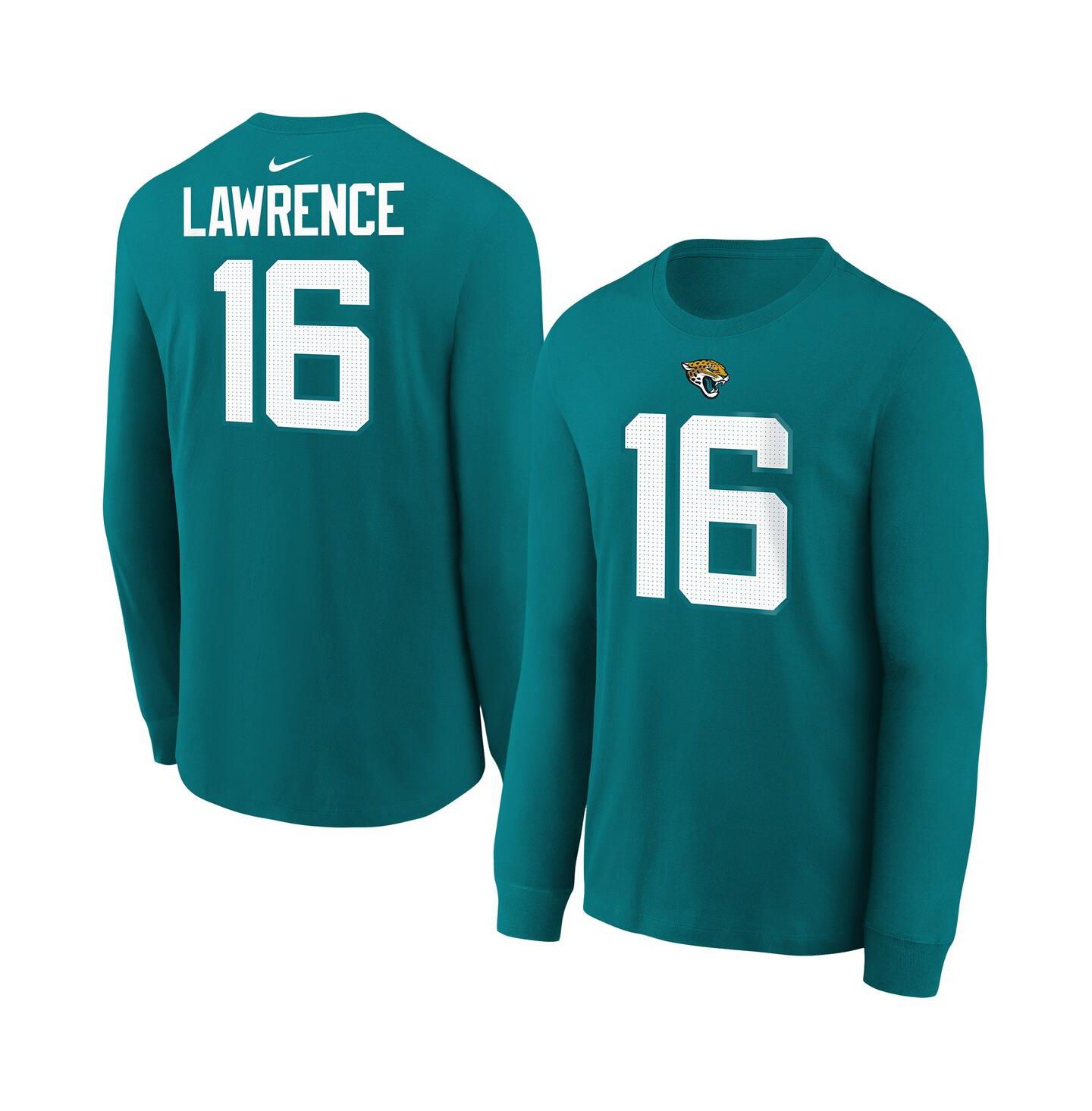 Детская футболка Nike Trevor Lawrence Jacksonville Jaguars с длинным рукавом, Teal — фото 1