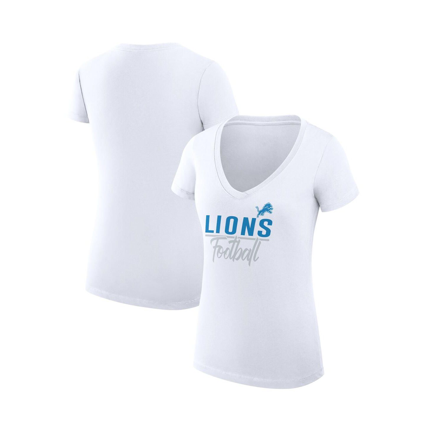 Женская футболка G-III 4Her by Carl Banks White Detroit Lions V-Neck Fitted — фото 1