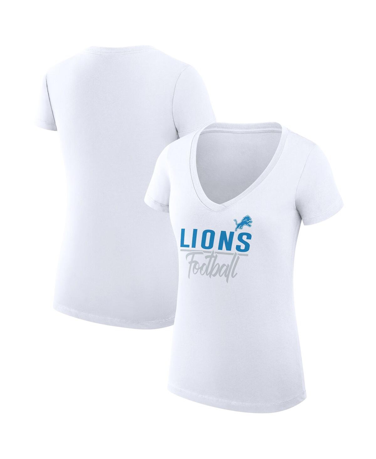 G-iii 4her By Carl Banks Women's White Detroit Lions V-neck Fitted T-shirt In White