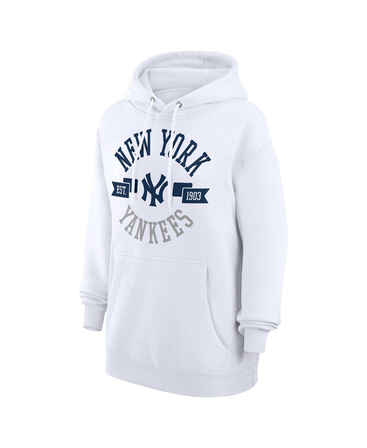 G-iii 4her By Carl Banks Women's White New York Yankees City Graphic Pullover Hoodie In White