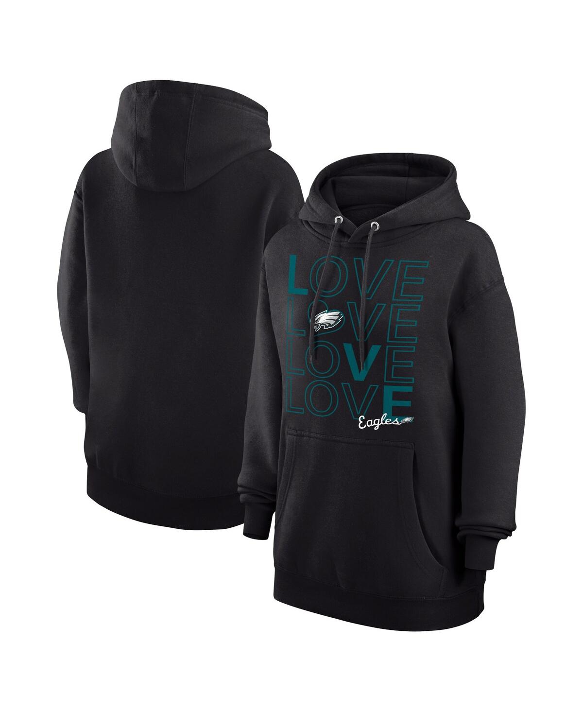 G-iii 4her By Carl Banks Women's Black Philadelphia Eagles Love Graphic Pullover Hoodie In Black
