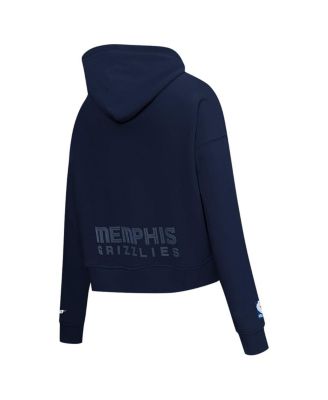 Women's Navy Memphis Grizzlies Jewels Cropped Pullover Hoodie