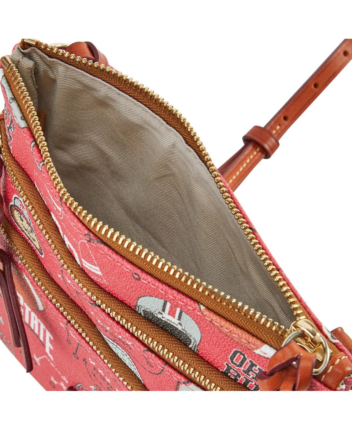 Dooney & Bourke Ohio State Buckeyes Football Halftime Triple Zip Crossbody Bag In Red