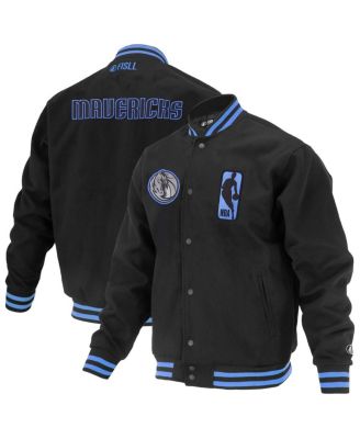 FISLL - Men's and Women's Black Dallas Mavericks Logo man Shadow Collection Full-Snap Varsity Jacket