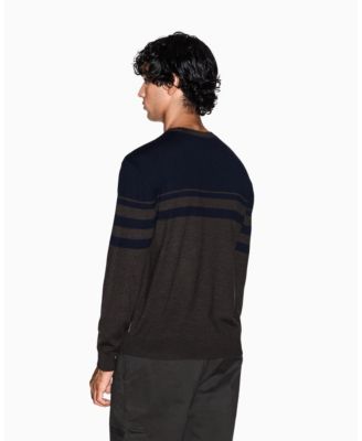 Men's Long Sleeve Wool Blend Color Block Sweater