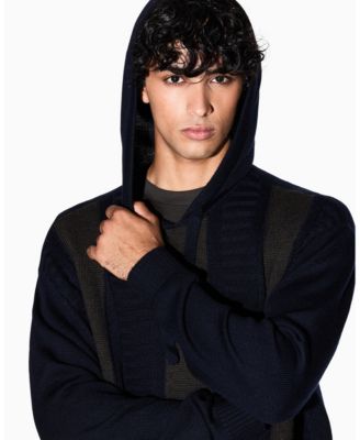 Men's Wool Color Block Hood Sweater