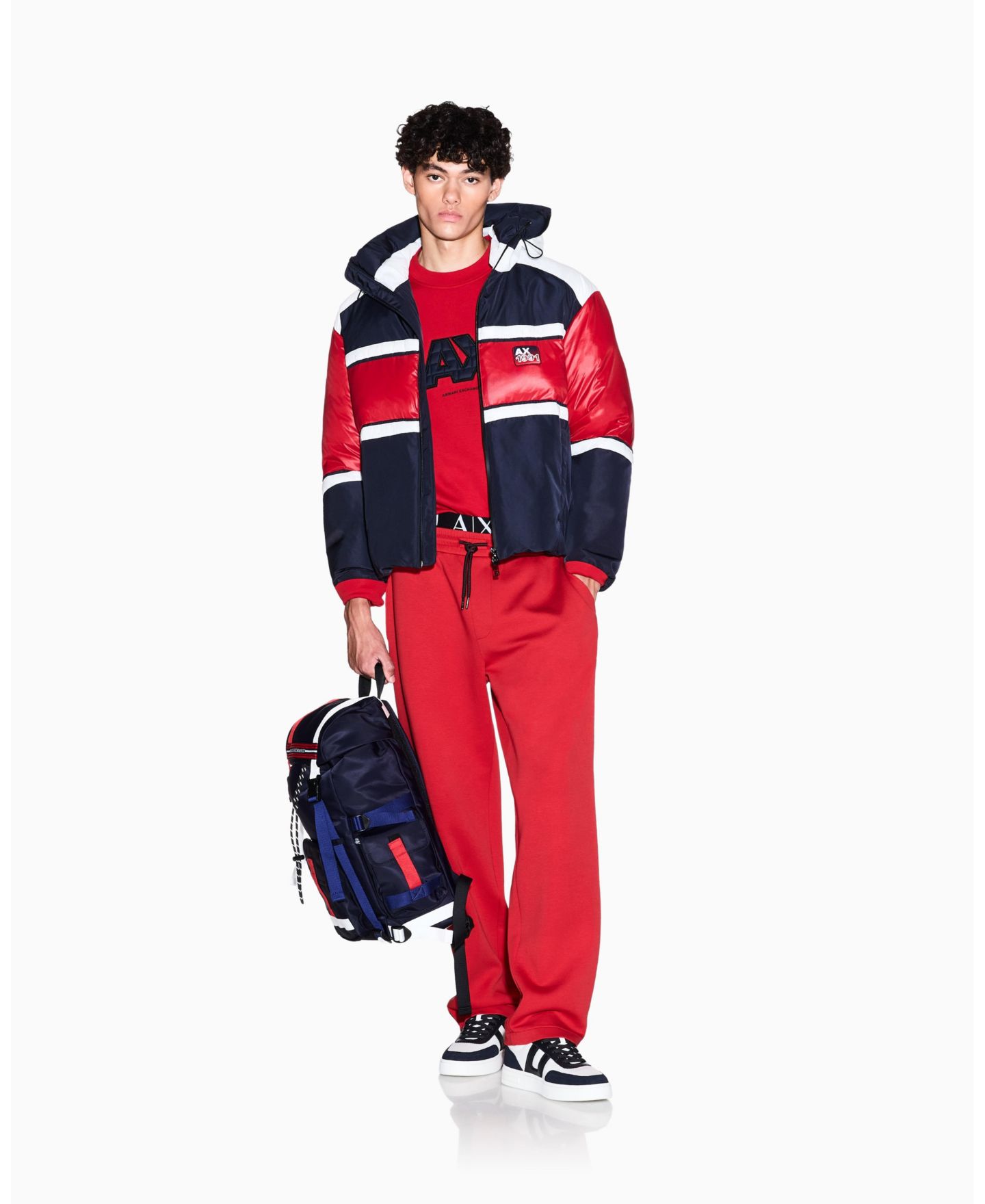 Мужской свитшот A|X Armani Exchange Logo Quilted Crewneck, цвет: Красный — фото 2