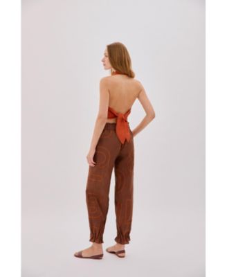 Women's Leah Linen Collared Crop Top