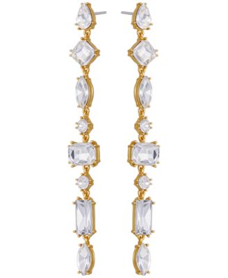 Epoxy Glass Stone Silver and Gold-Tone Drop Earrings