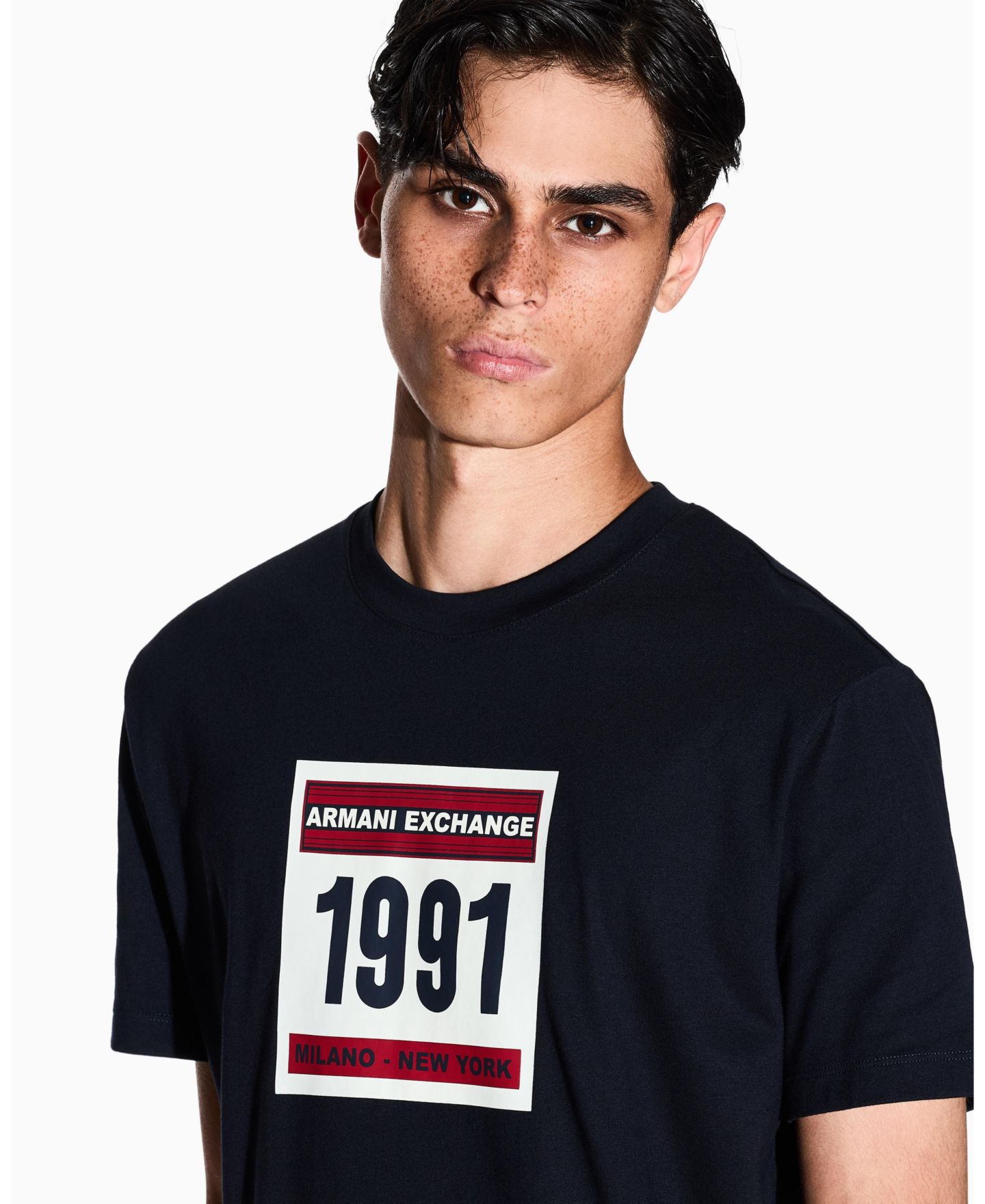 Мужская футболка A|X Armani Exchange Grid Box 1991 Logo, цвет: Глубокий тёмно-синий — фото 4