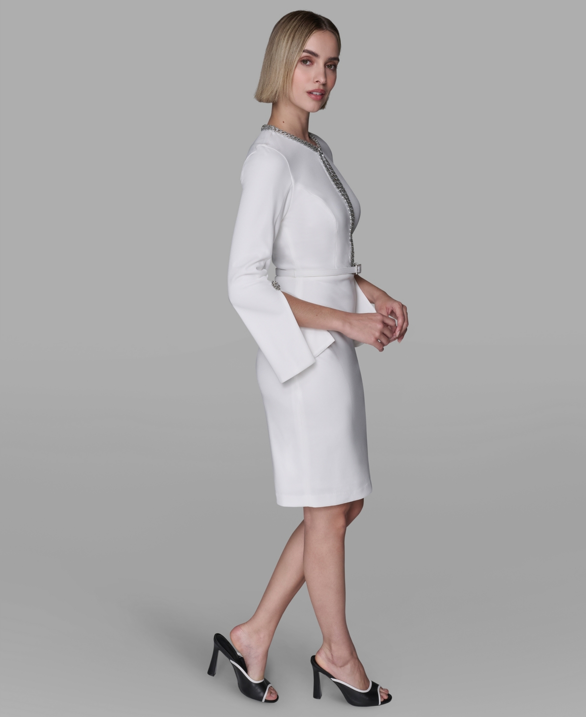 Karl Lagerfeld Women's Chain Trim Sheath Dress In White