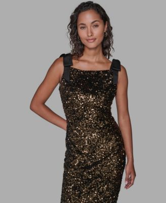 Women's Square Neck Sequin Detail Dress