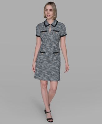 KARL LAGERFELD PARIS - Women's Tweed Collared Shift Dress