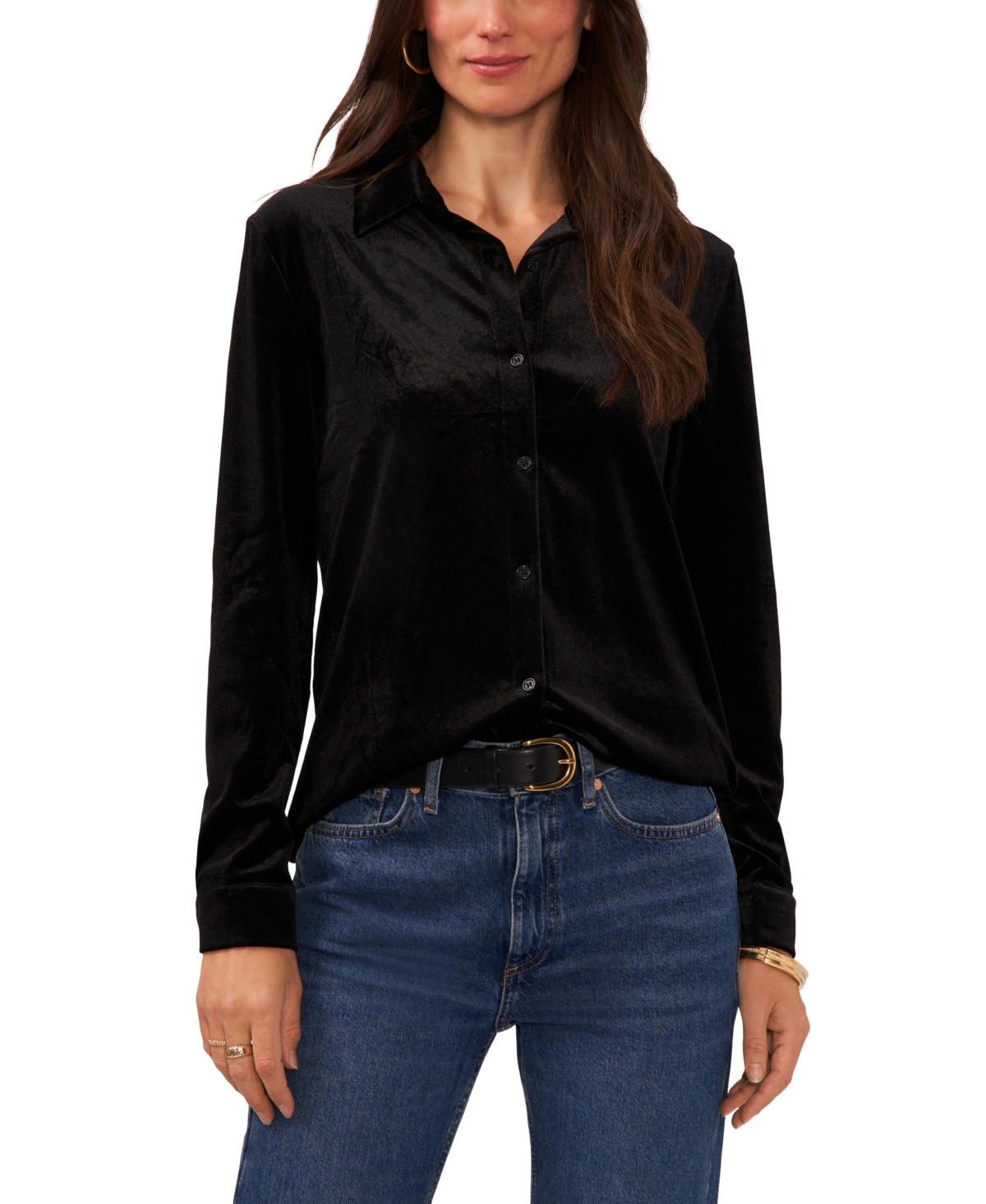 Vince Camuto Women's Button-down Collar Top In Black