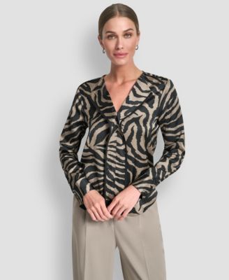 DKNY - Women's V-Neck Piping Blouse