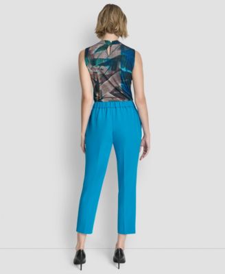 Women's Mid Rise Elastic Back Ankle Pants