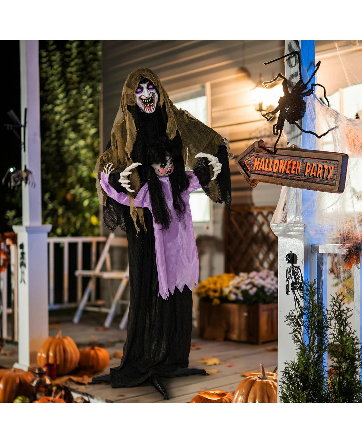 Детская игрушка Costway Lighted and Animated Halloween Decoration 63" Outdoor Animatronic, цвет: Фиолетовый — фото 7