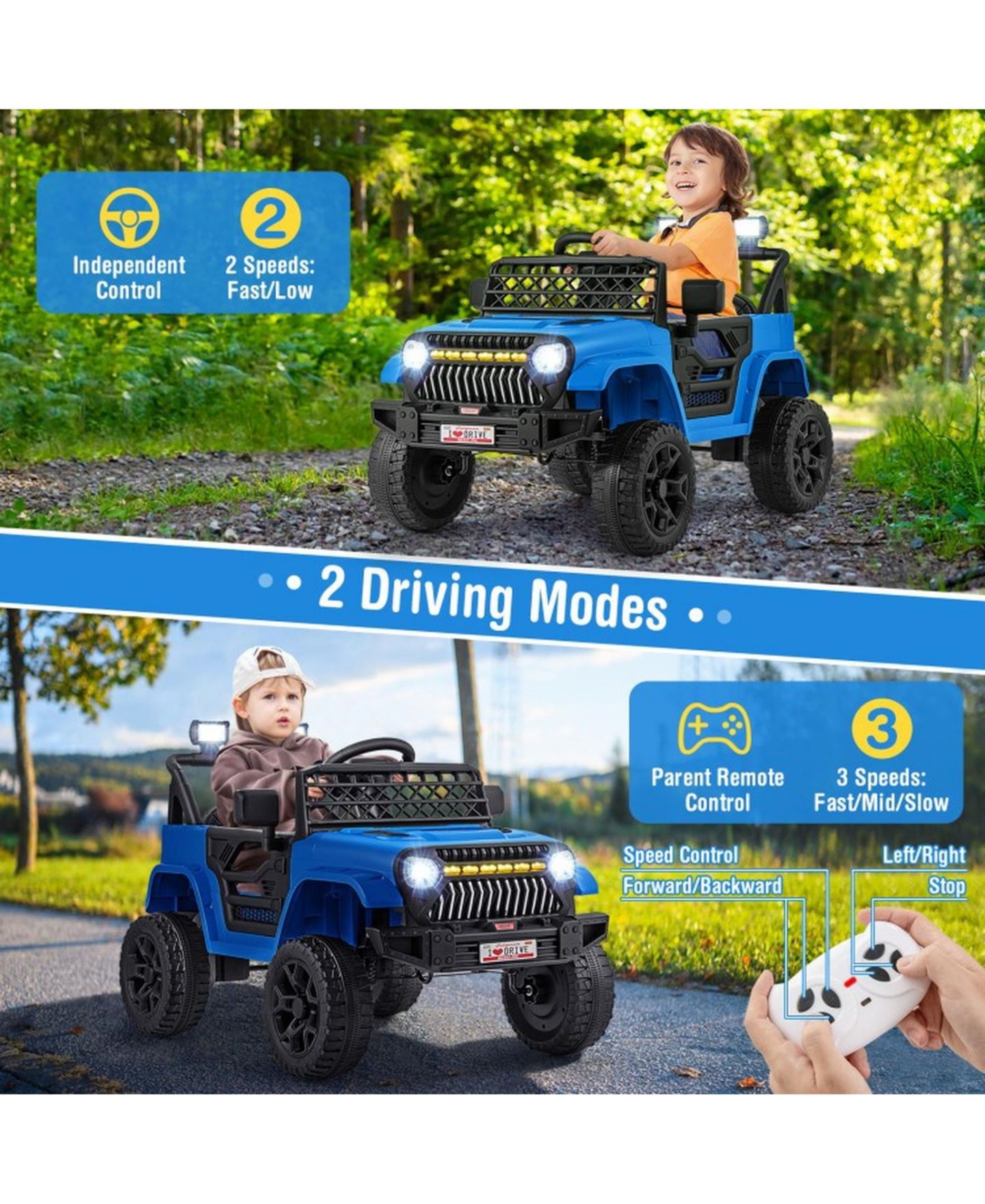 Детская игрушка SUGIFT 12V Rechargeable Ride-On Truck with Parental Remote, 66 lb Capacity, Ages 3+, цвет: Синий — фото 8