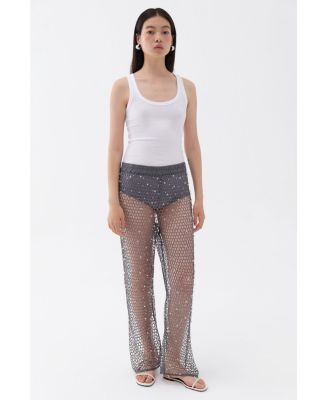 Women's Shimmering Threaded Mesh Pants