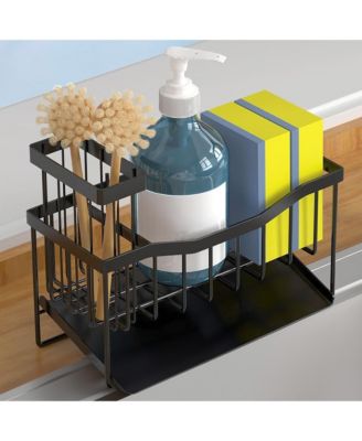 Stainless Steel Sink Caddy &amp;#x2013; Sponge and Brush Holder with Self-Draining Tray