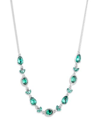 Glass Stone Silver-Tone and Gold-Tone Frontal Necklace