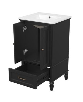 20"  Real Wood And MDF Cabinet with Doors, Drawer and Adjustable Foot Pads Boards Bathroom Vanity with Sink