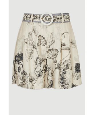 Women's Placed Print Short With Belt