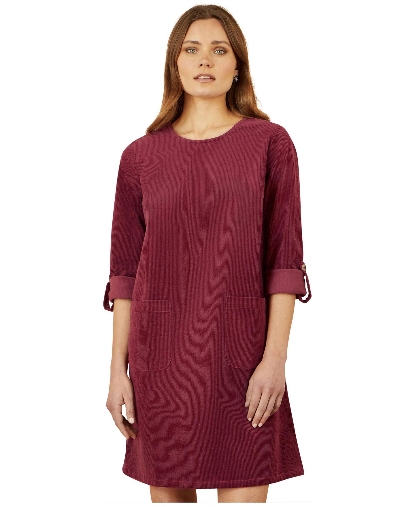 Женское платье Yumi Cord Tunic Dress With Pockets, цвет: Бордовый — фото 5