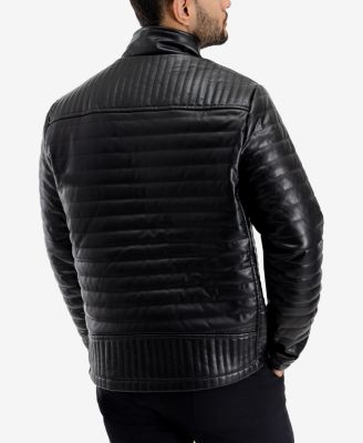 Men's PU Quilted Jacket With Faux Shearling Lining