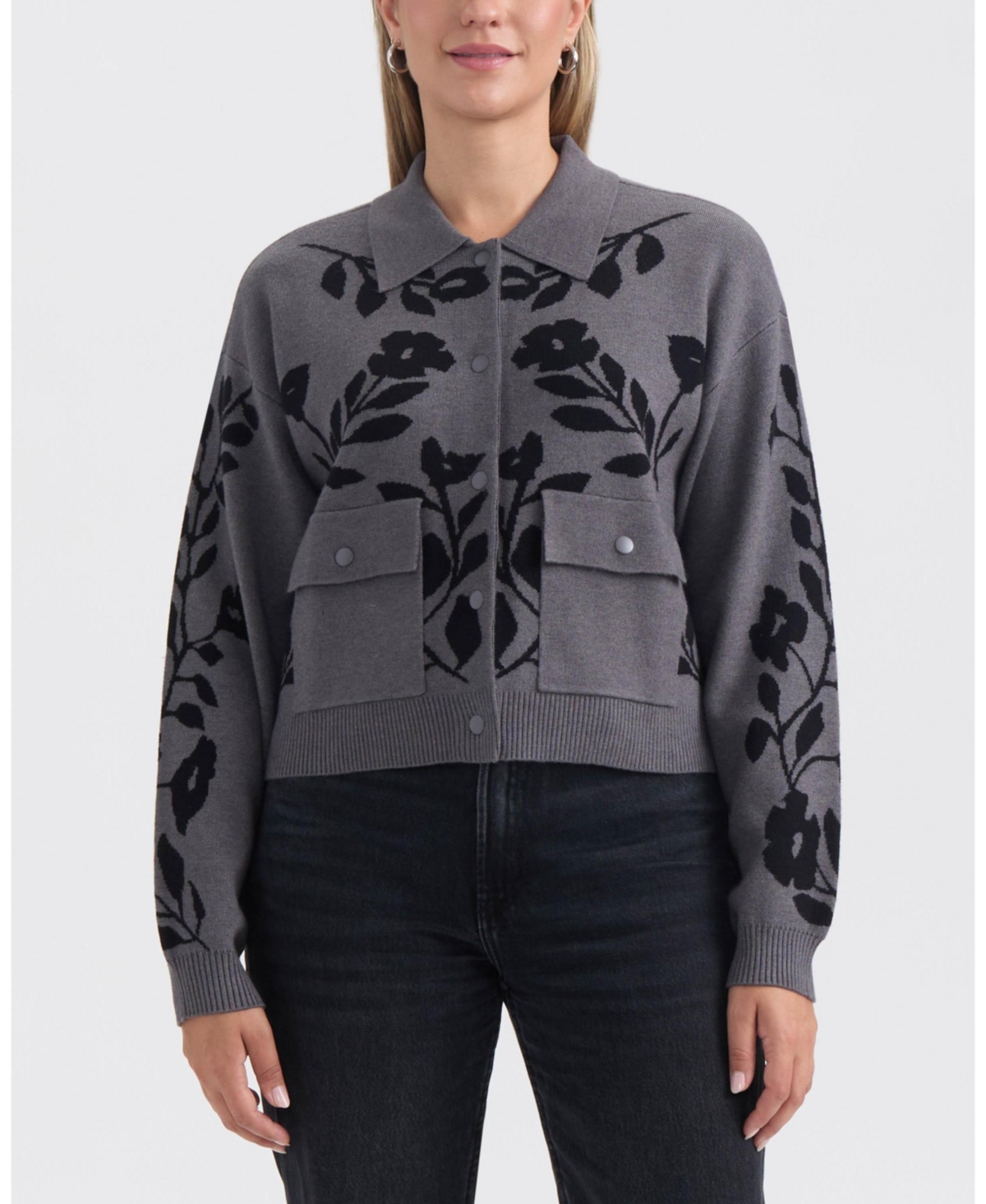 Ellen Tracy Women's Floral Knit Cardigan