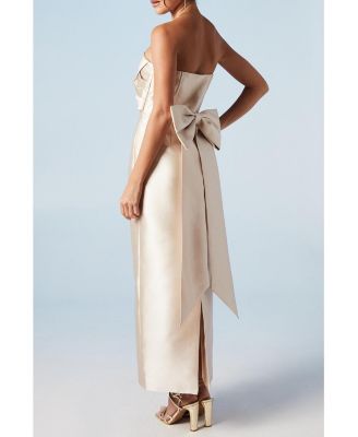 Women's Bandeau Twill Bow Back Bridesmaids Dress