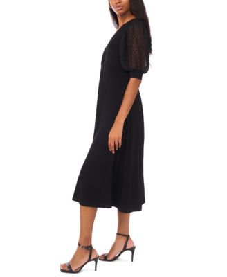 Women's V-Neck Twist Front Midi Dress