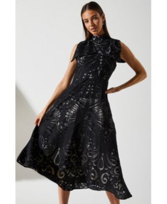 Women's Bow Sleeve Jacquard Dress