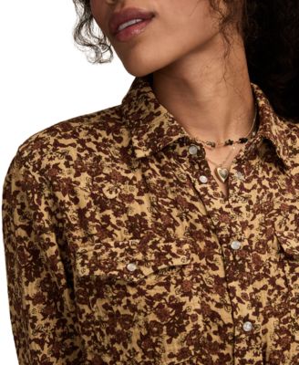 Women's Printed Western Button Down Top
