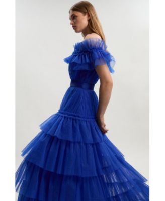 Women's Tulle Off Shoulder Maxi Dress