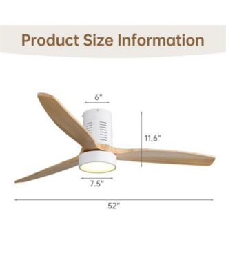 52-inch Modern White 3-Blade Flush Mount Fans Supports Remote Control 6-Speed Arbitrary Adjustment and Timing Function