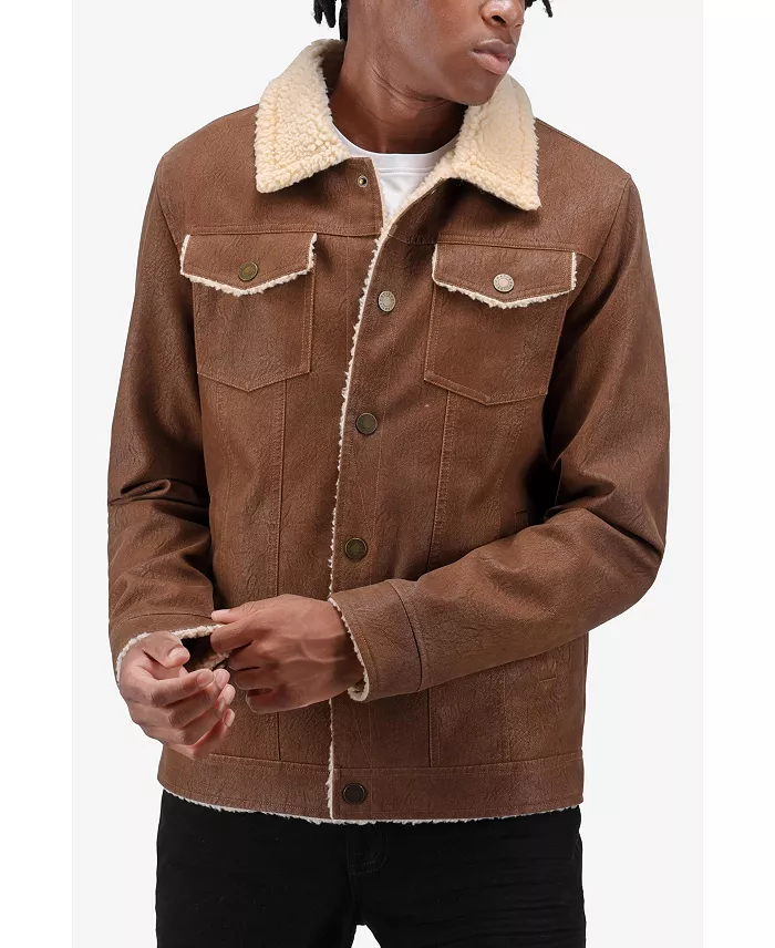 Men's Jacket With Faux Shearling Lining - thumbnail 6