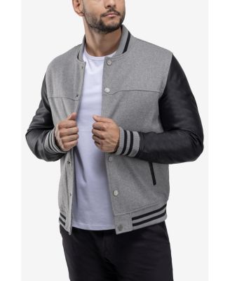 Men's Wool Varsity Bomber Jacket With PU Sleeves