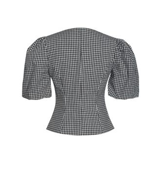 Women's Qusayla Black Gingham Bubble Sleeve Bowtie Top