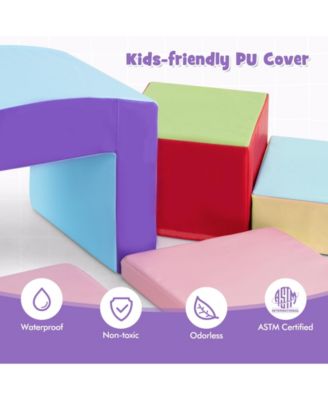 6 Pieces Foam Climbing Blocks Soft Play Climbing for Toddlers with Tunnel