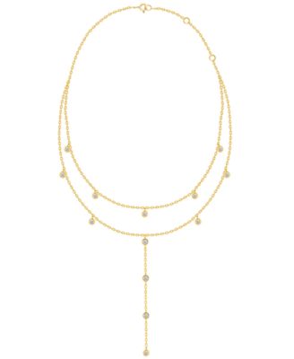 Macy's - White Diamond Necklace (1/4 ct. t.w.) in 14K Gold Plating with Sterling Silver