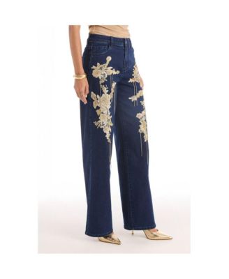 Women's Rocco Gold Embellished Jean - Indigo