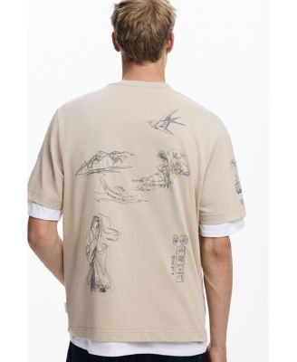 Men's T-shirt with carp drawings