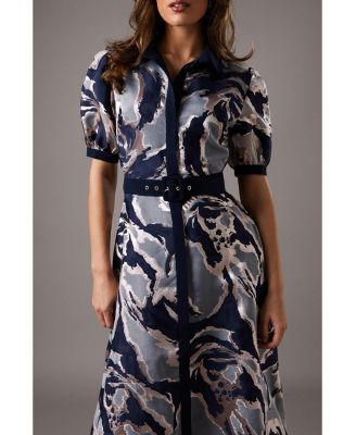 Women's Short Sleeve Jacquard Shirt Dress