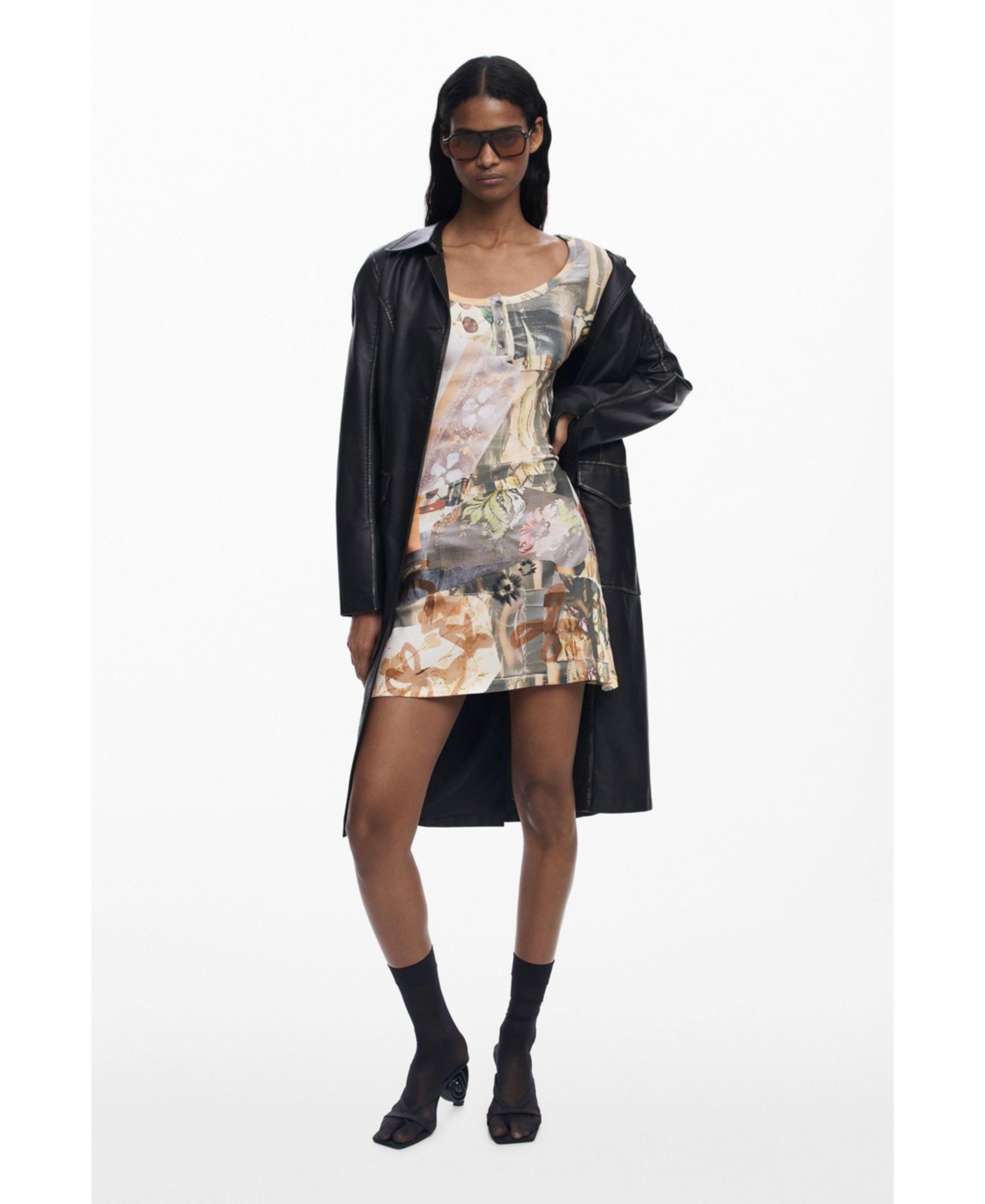 Desigual Polyester Women's Dress In Neutral